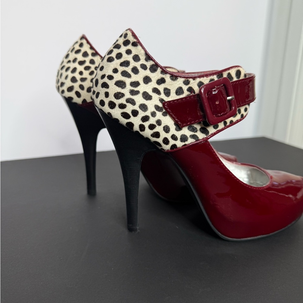 Naughty Monkey Red and Leopard Heels - Picture 7 of 9